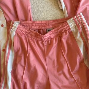 adidas Pink Snap-Front Track Pantsuit Bottoms